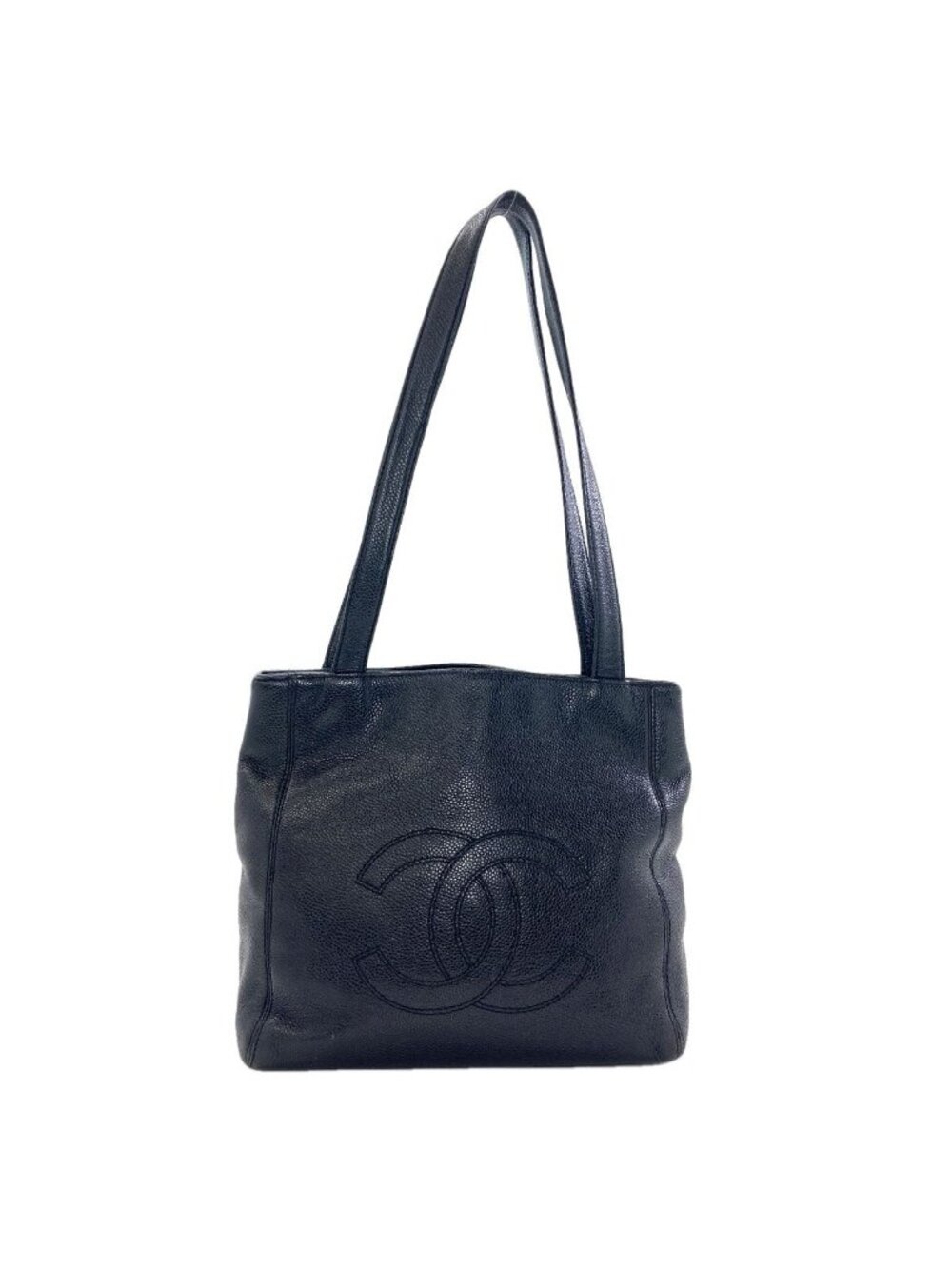 Chanel CC Logo Gold Tote Bag Grained Calfskin